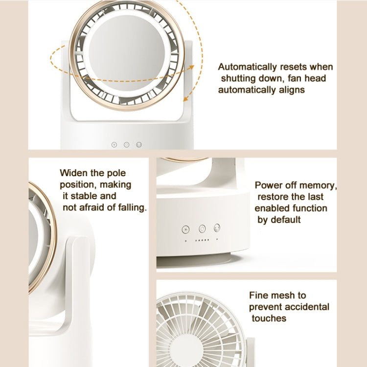 3 In 1 Multifunctional Desktop Fan with LED Light Cosmetic Mirror Reluova