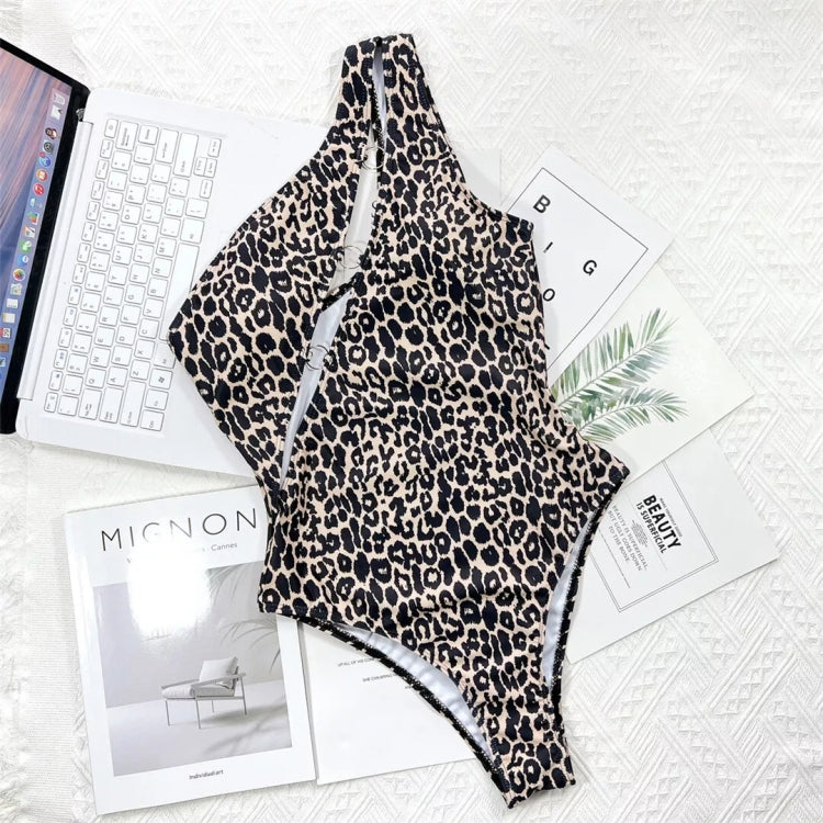 Leopard Print Hollow Strap One-piece Swimsuit For Women My Store