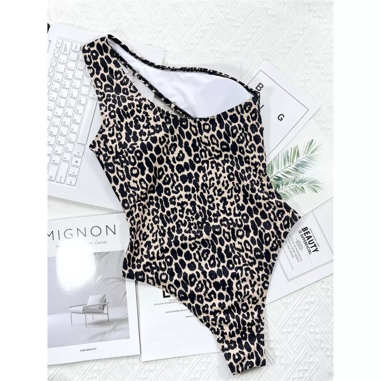 Leopard Print Hollow Strap One-piece Swimsuit For Women