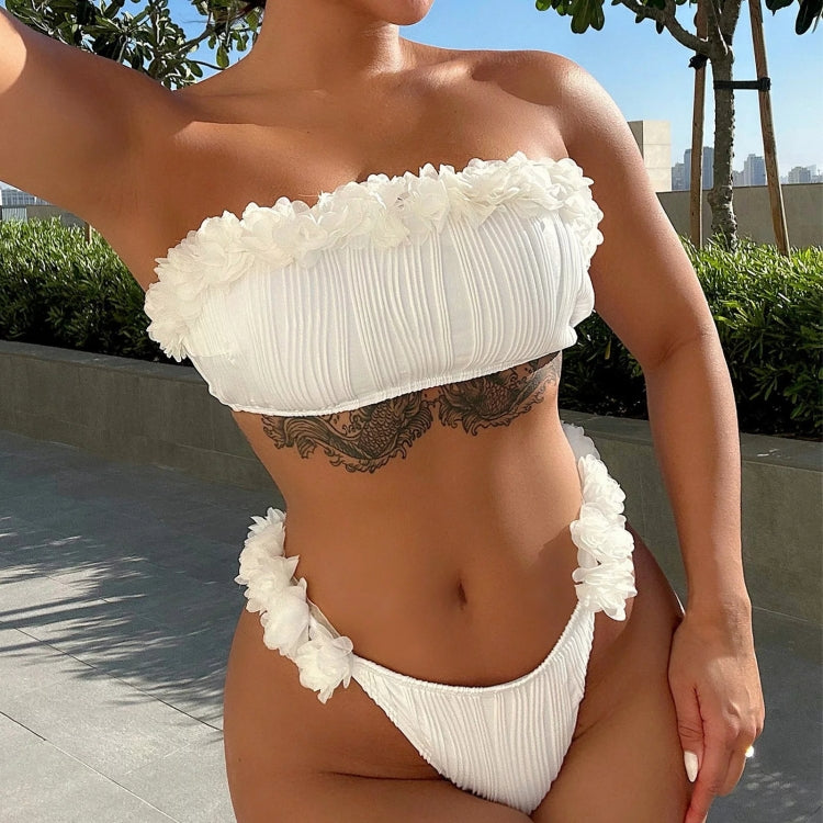 Women Two-Piece Swimsuit Strapless Sexy Bikini Top With Flower Decoration My Store