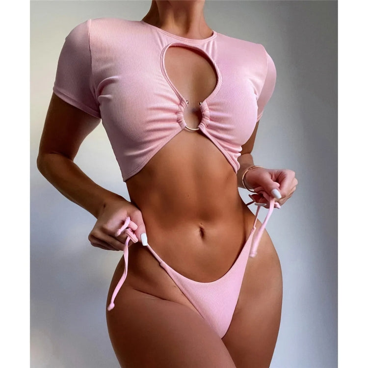 Women Two-Piece Short Sleeve Hollow Swimwear Set Female Bikini Bathing Suit My Store