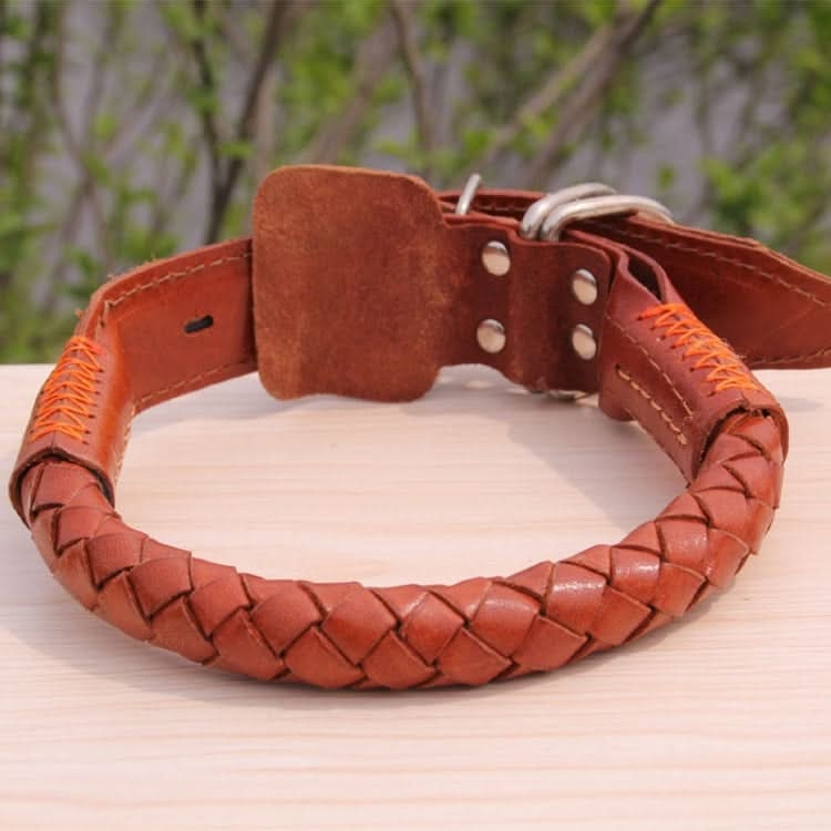 Leather Pet Dog Collar Large Durable And Soft Woven Pet Neck Collar - Reluova