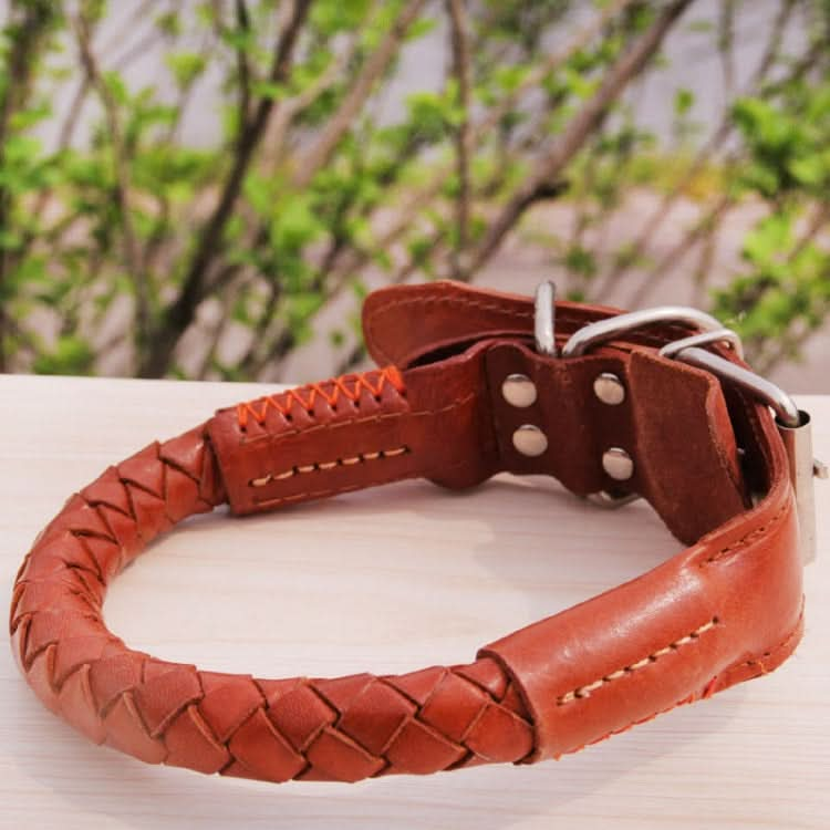 Leather Pet Dog Collar Large Durable And Soft Woven Pet Neck Collar - Reluova