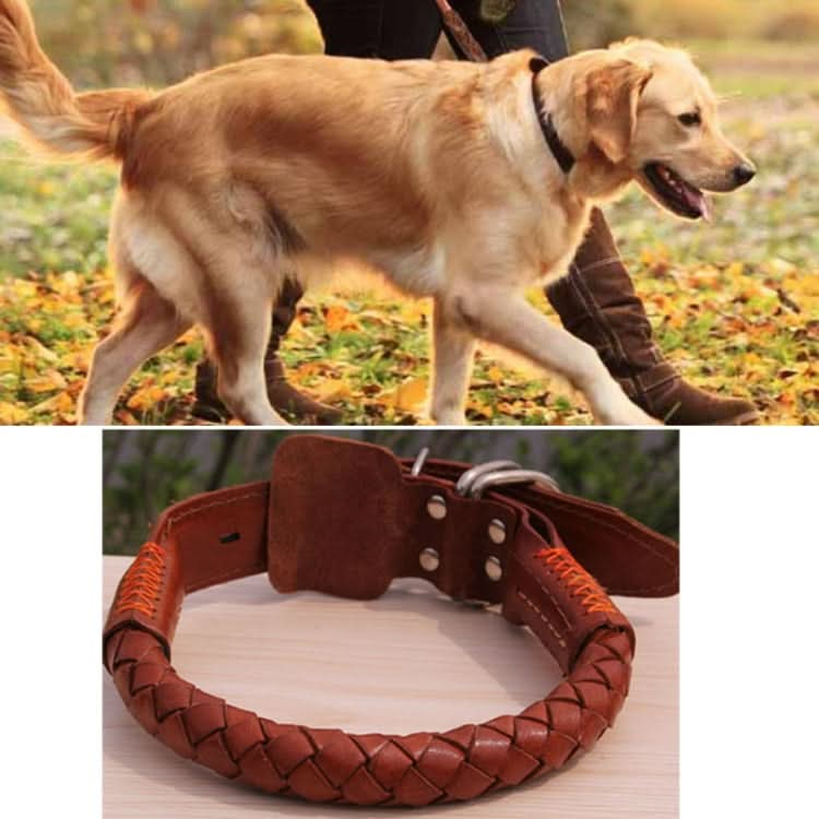 Leather Pet Dog Collar Large Durable And Soft Woven Pet Neck Collar - Reluova