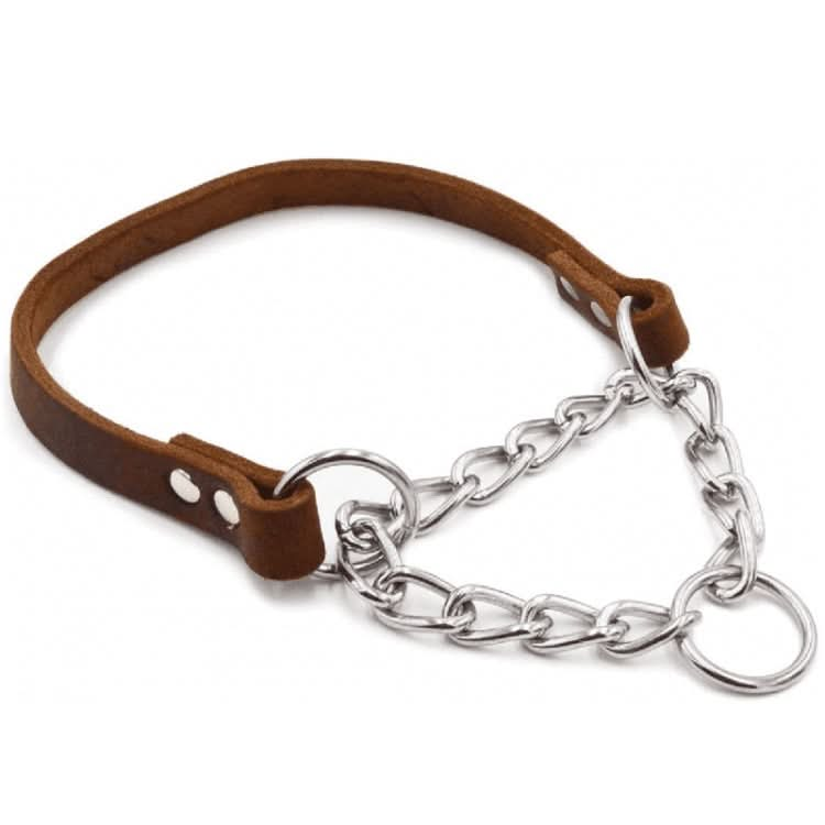 Half P Shape Pet Dog Collar Leather Dog Chain Collar - Reluova