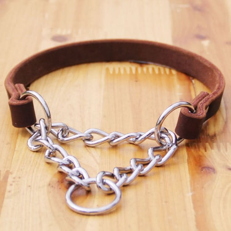 Half P Shape Pet Dog Collar Leather Dog Chain Collar - Reluova