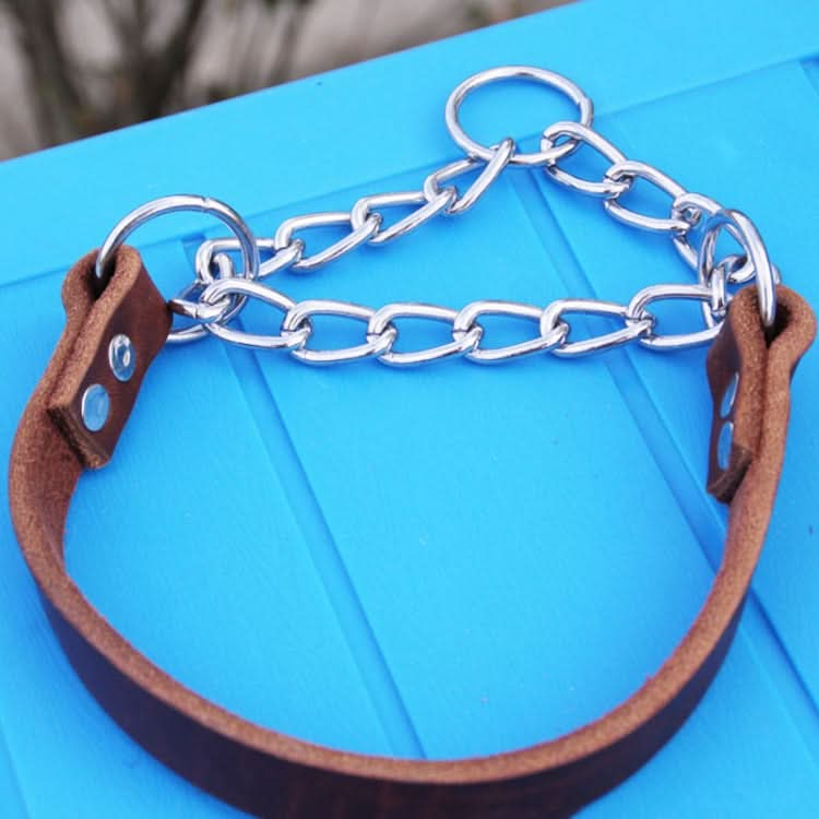 Half P Shape Pet Dog Collar Leather Dog Chain Collar - Reluova