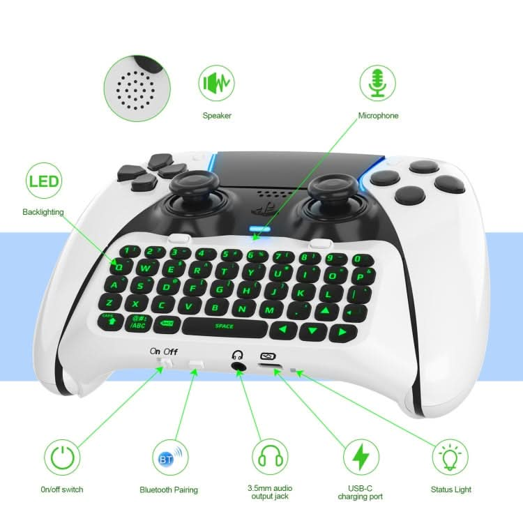 For PS5 JYS-P5172 Gamepad Wireless Bluetooth External Keyboard, Without Gamepad Reluova