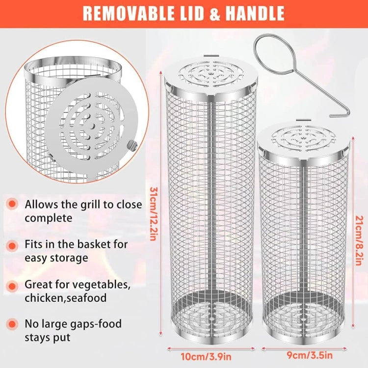 Upgrade Flip-Top Lid BBQ Cage Stainless Steel Rolling Grilling Basket Reluova