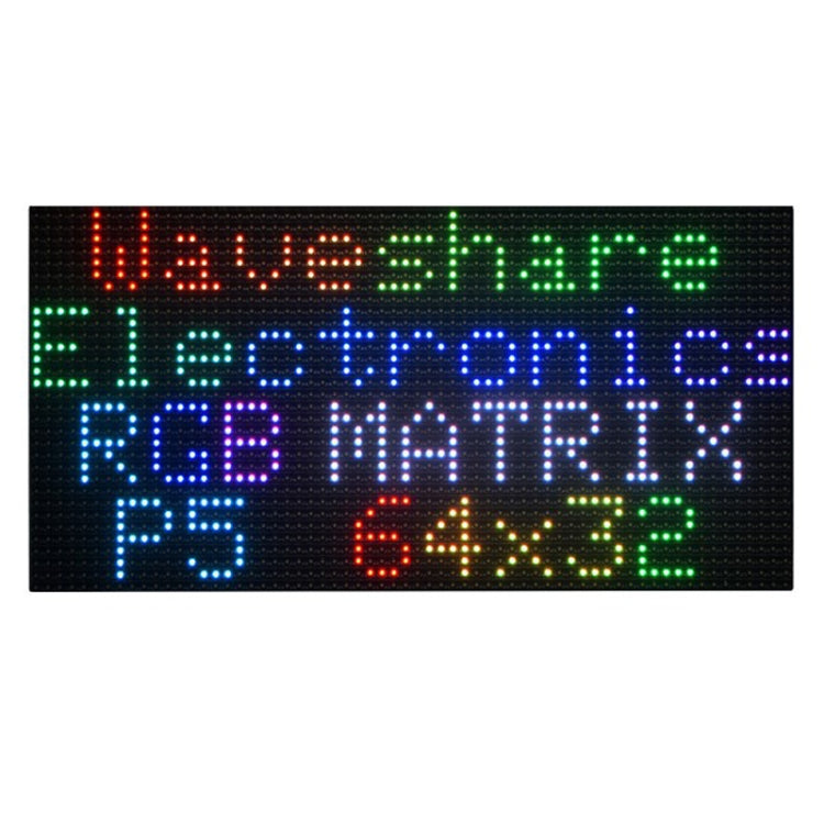 Waveshare RGB Full-color LED Matrix Panel, 5mm Pitch, 64x32 Pixels, Adjustable Brightness Reluova