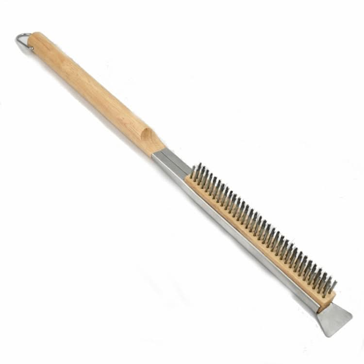 21 Inch Wooden Handle Pizza Oven Brush with Stone Scraper-Reluova