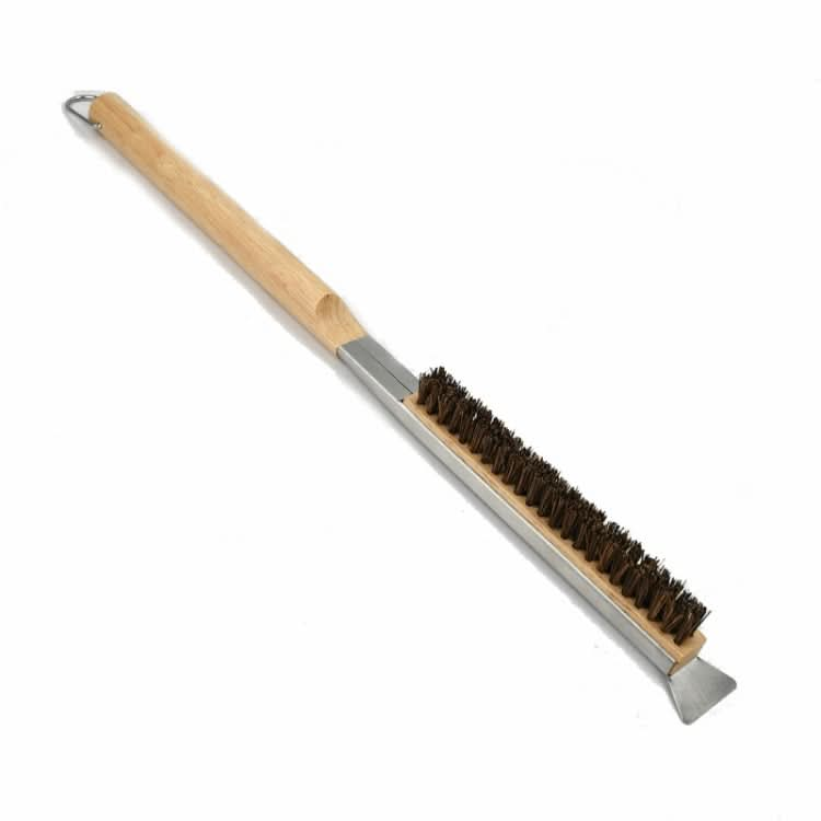 21 Inch Wooden Handle Pizza Oven Brush with Stone Scraper-Reluova