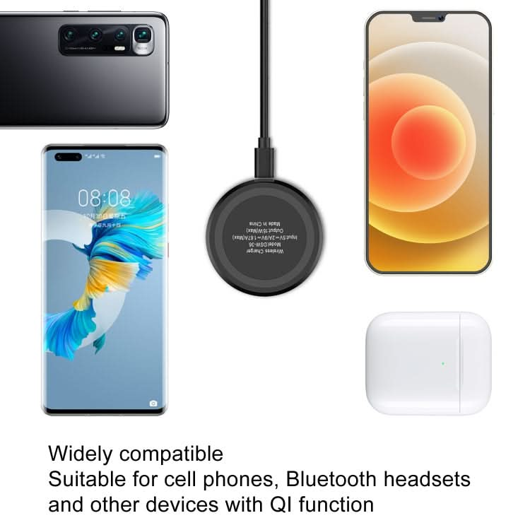 DSW-36B Mobile Phone Wireless Charger Mini 15W Fast Charging Type-C Round QI