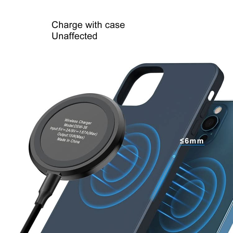 DSW-36B Mobile Phone Wireless Charger Mini 15W Fast Charging Type-C Round QI