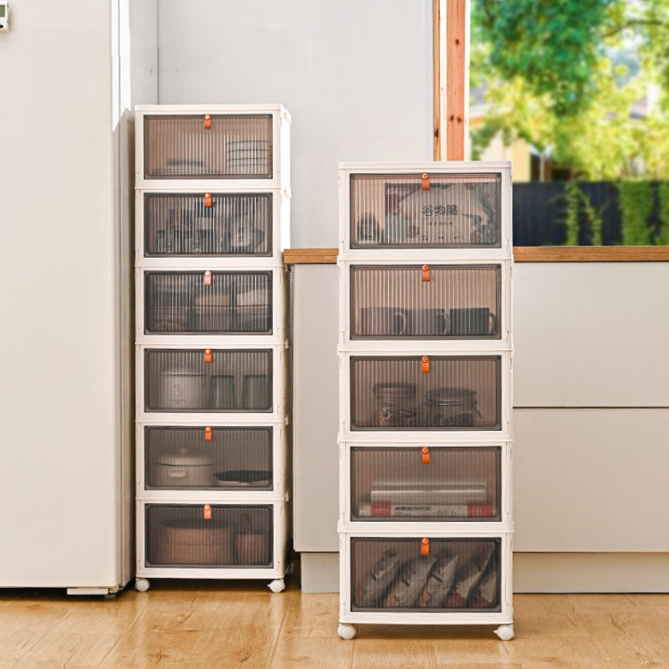 Stackable Plastic Storage Bins With Wheels & Magnetic Door For Snacks, Clothes, Kitchen Supplies, Shoes My Store