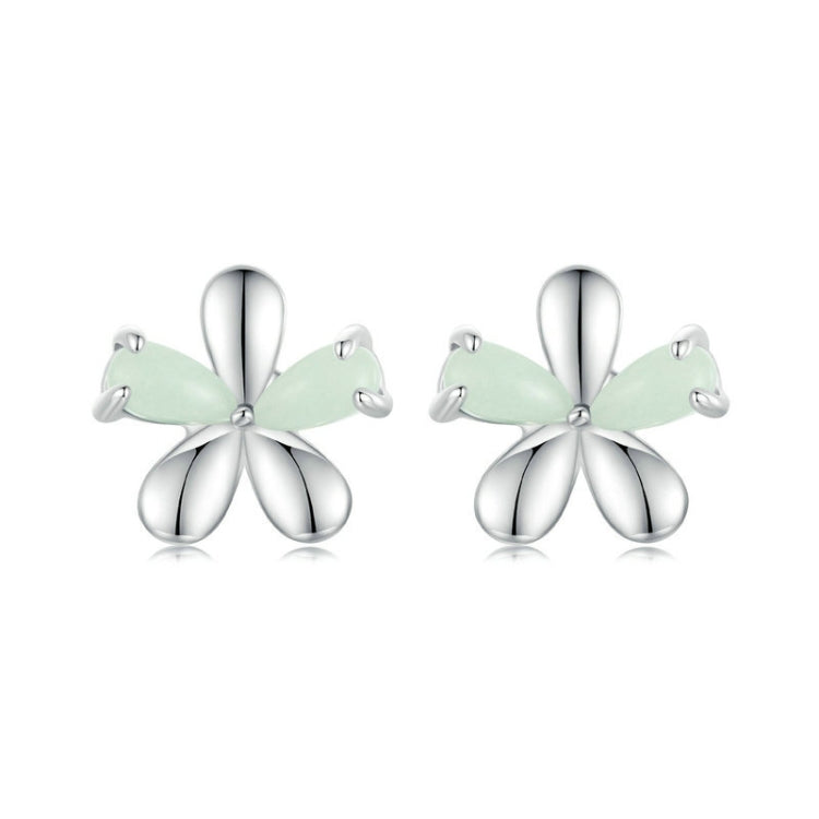 S925 Sterling Silver Platinum Plated Luminous Flower Stud Earrings My Store