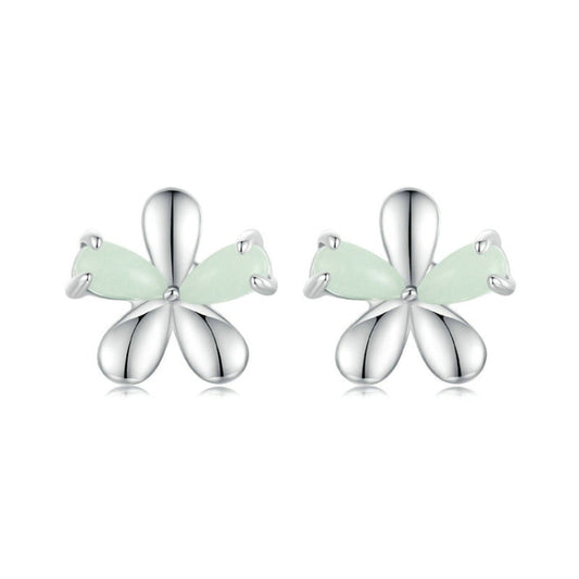 S925 Sterling Silver Platinum Plated Luminous Flower Stud Earrings My Store