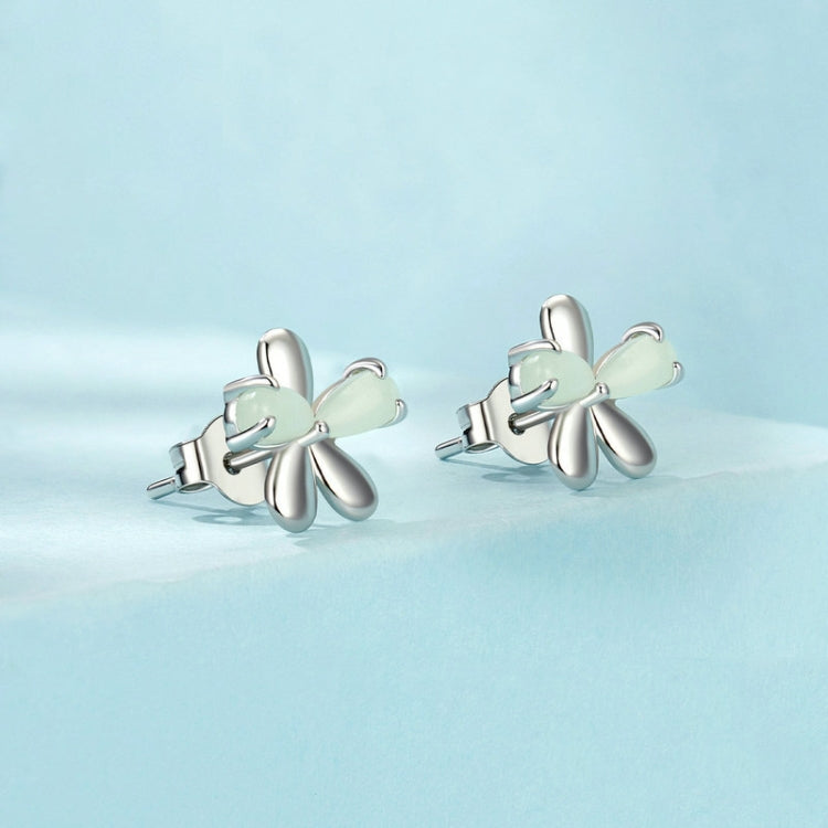 S925 Sterling Silver Platinum Plated Luminous Flower Stud Earrings My Store