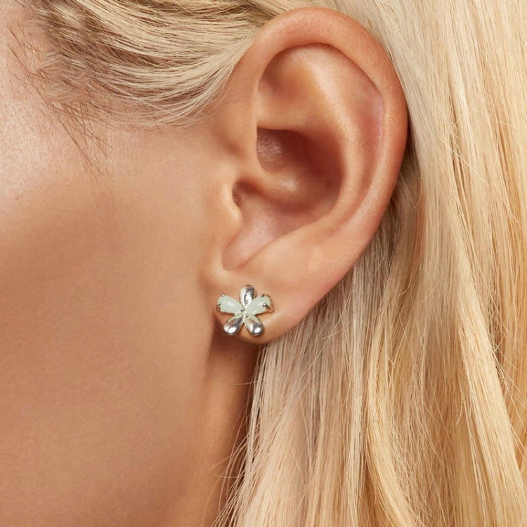 S925 Sterling Silver Platinum Plated Luminous Flower Stud Earrings My Store