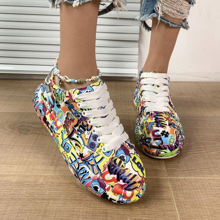 Outdoor Thick Bottom Lacing Sneakers Cartoon Graffiti Printed Couple Casual Shoes My Store