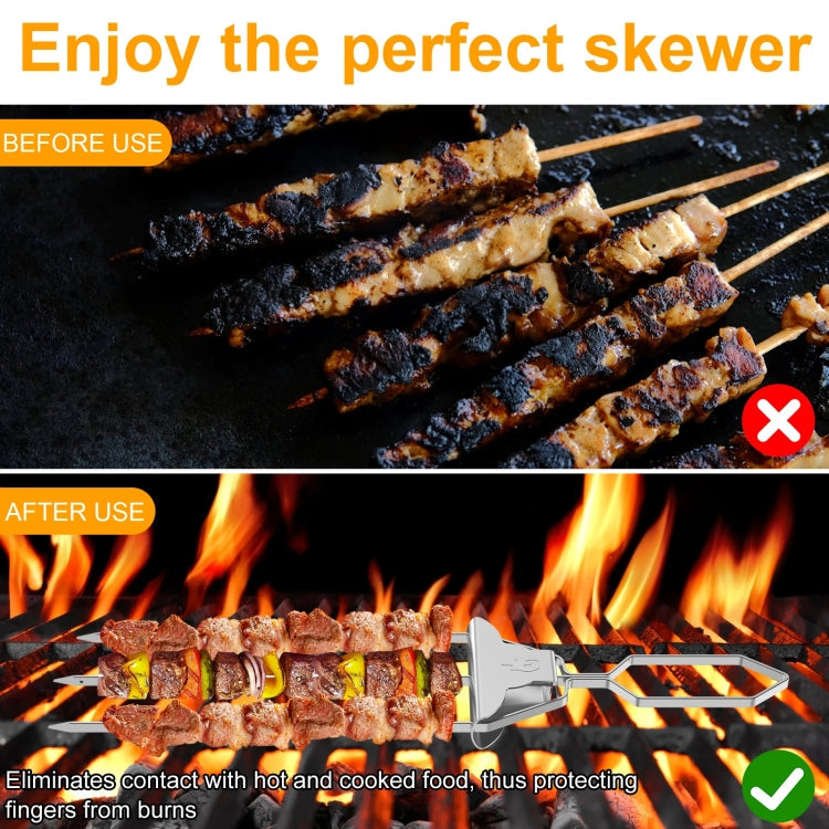 Stainless Steel BBQ Skewers Semi-Automatic Barbecue Fork Reluova