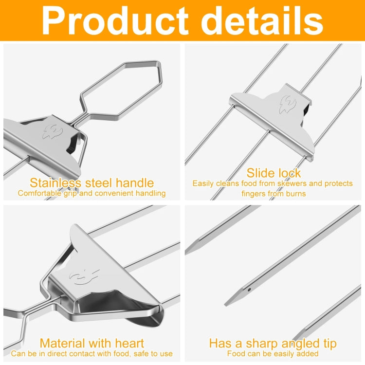 Stainless Steel BBQ Skewers Semi-Automatic Barbecue Fork Reluova