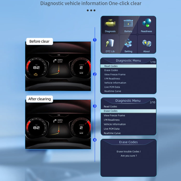 OBD Car Engine Battery Clear Fault Code Detector