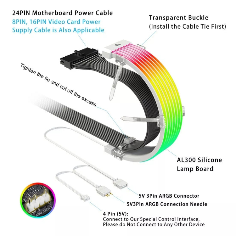 AOSOR AL300 Computer Glow Line ARGB Neon Cable Motherboard Chassis Light Strip Light Board Decoration My Store