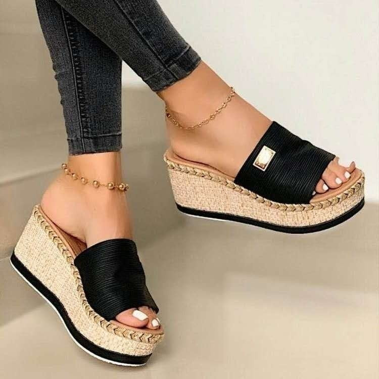 Summer Casual Sandals Women Shoes Hemp Rope Woven Thick Bottom Slope Heel Slippers My Store