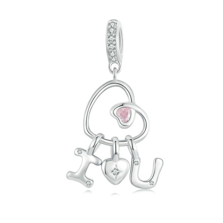 S925 Sterling Silver Platinum-Plated Valentine Day Letter Love Couple Pendant My Store