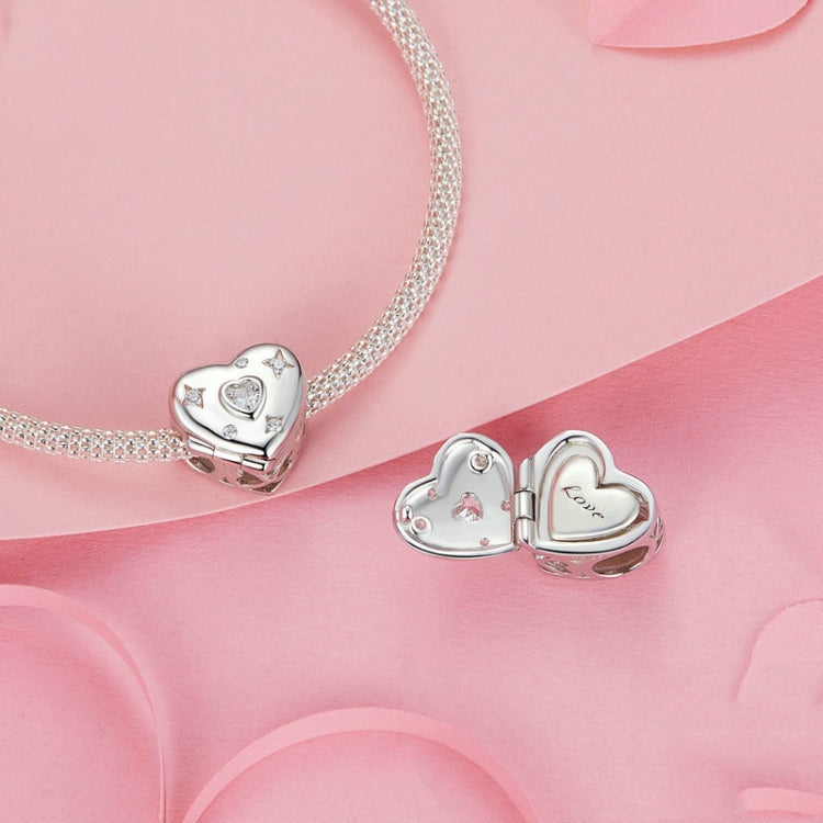 S925 Sterling Silver Platinum-plated Valentine Day Love Opening Closing DIY Beads