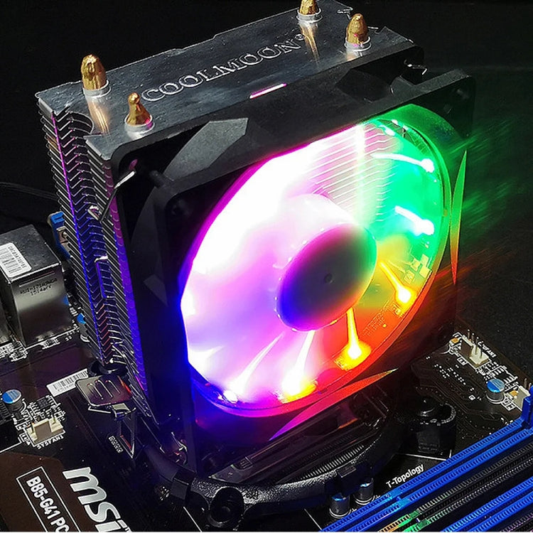 COOLMOON Frost Double Copper Tube CPU Fan Desktop PC Illuminated Silent AMD Air-Cooled Cooler