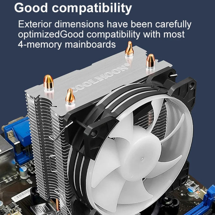 COOLMOON Frost Double Copper Tube CPU Fan Desktop PC Illuminated Silent AMD Air-Cooled Cooler My Store