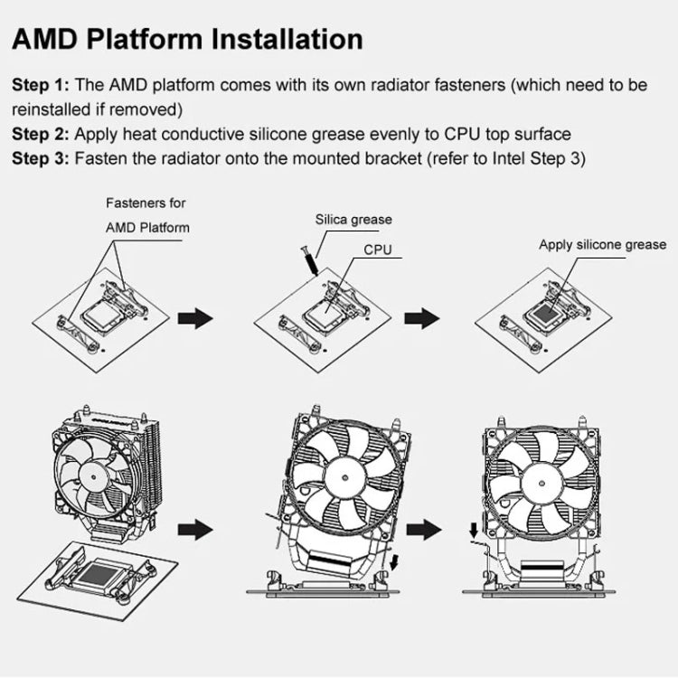 COOLMOON Frost Double Copper Tube CPU Fan Desktop PC Illuminated Silent AMD Air-Cooled Cooler