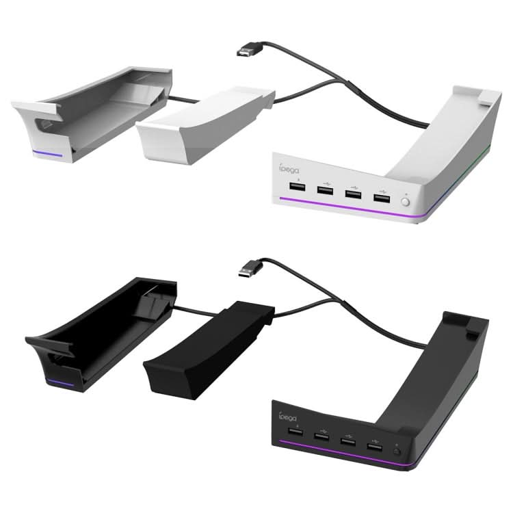 For Sony PS5 Slim IPEGA PG-P5S021 RGB Light Host Horizontal Stand With 4 USB HUBs Reluova