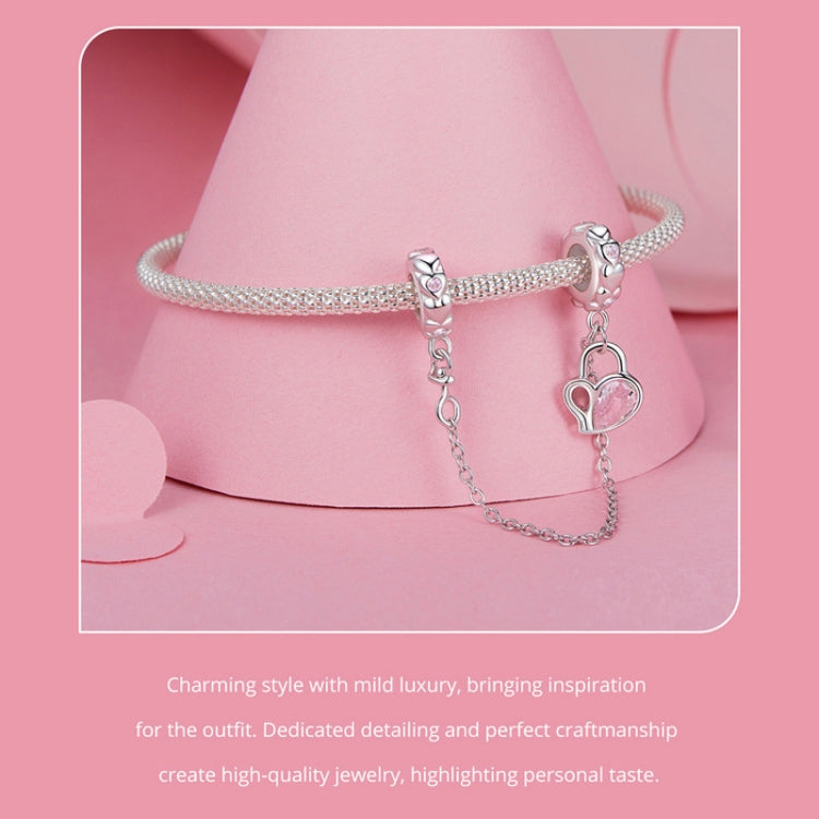 S925 Sterling Silver Valentine Heart Lock Silicone Safety Chain DIY Beading My Store