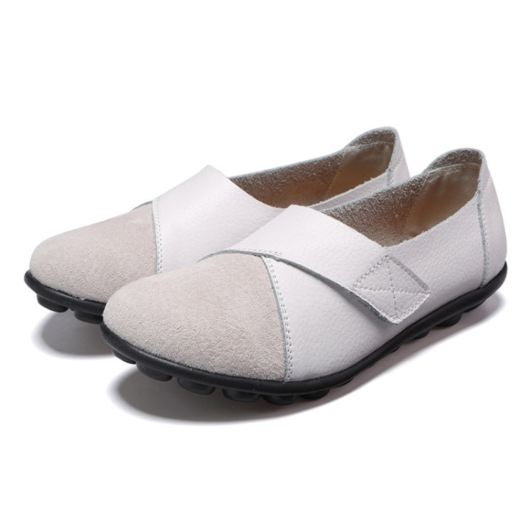 Women Leather Casual Loafers Anti-Slip Soft Sole Mom Shoes