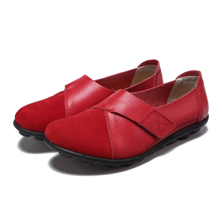 Women Leather Casual Loafers Anti-Slip Soft Sole Mom Shoes