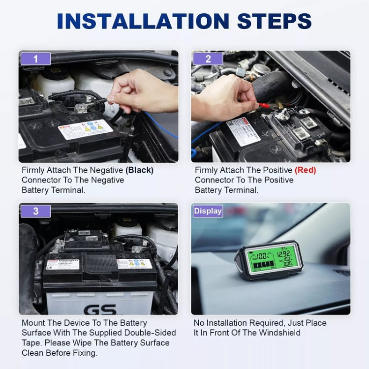 ANCEL 12V LED Car Battery Tester SOH/SOC Rechargeable Battery Analysis Tool