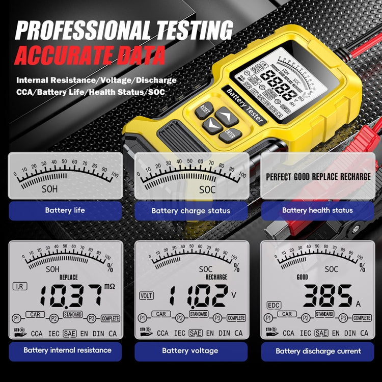 FOXSUR 12V/24V Automotive Lead-acid Battery Internal Resistance Rapid Analyzer