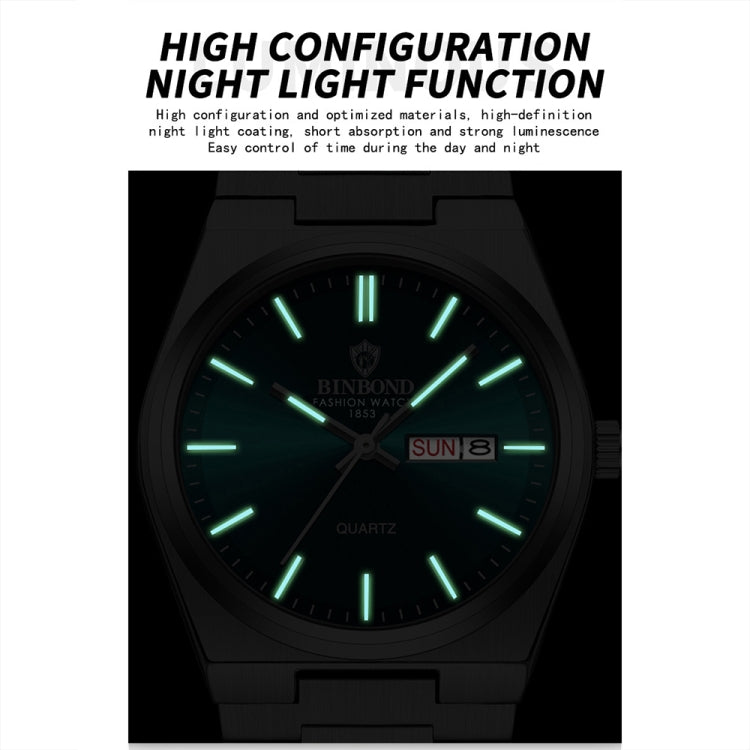 BINBOND B102 Dual-calendar Leisure Waterproof Luminous Quartz Watch