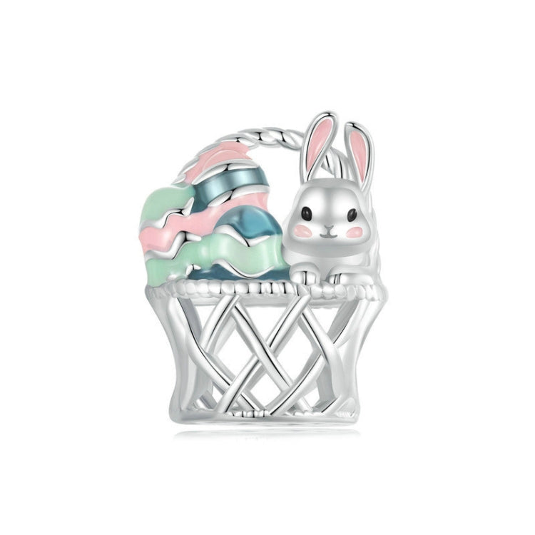 S925 Sterling Silver Easter Basket Egg Rabbit DIY Beads My Store