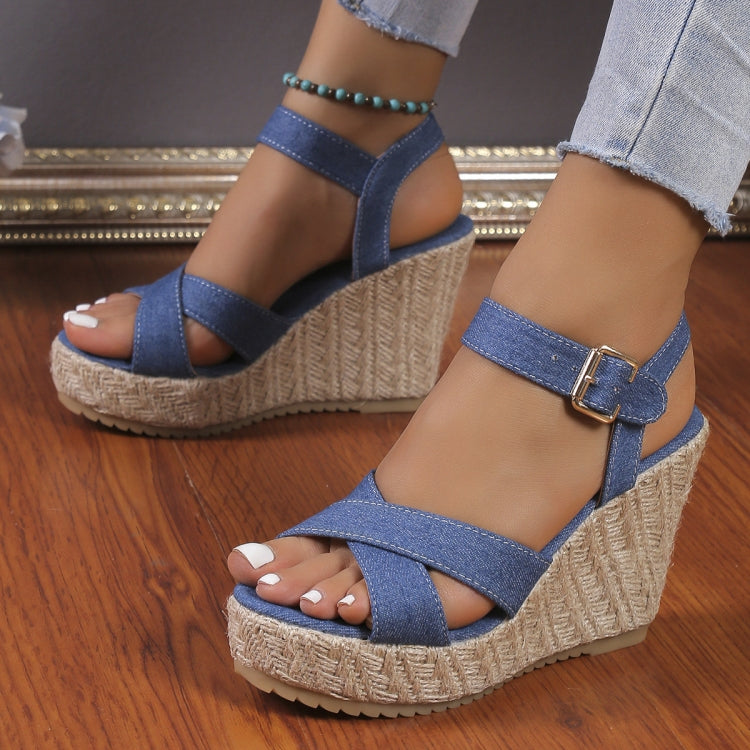 Slope Heel Summer Women Sandals Thick Bottom Straw High Heels Sandals