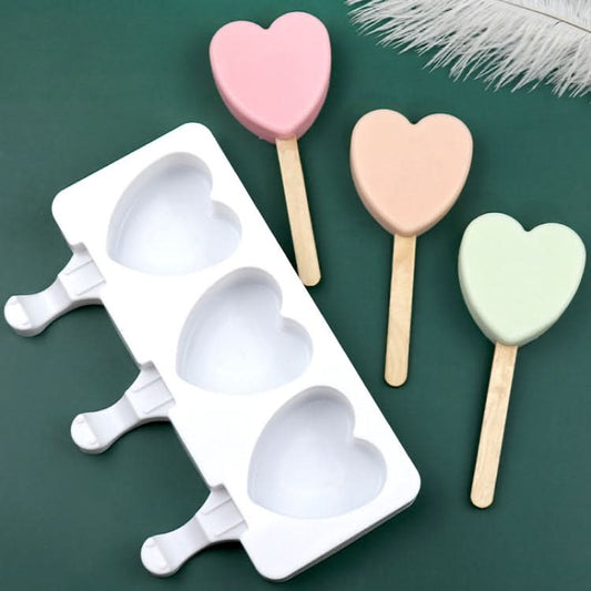 3 Grids Heart Shape Ice Cream Model DIY Pudding Mold Without Stick-Reluova