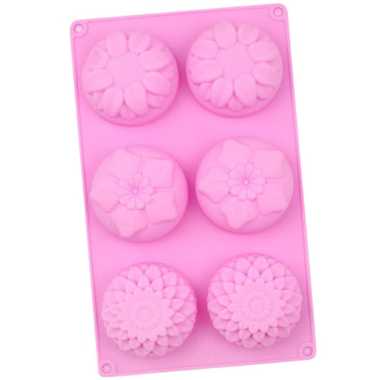 6 Grids 3 Groups Flower Shape Silicone Cake Mold Baking DIY Handmade Soap Model Sunflower Moon Cake Mold-Reluova