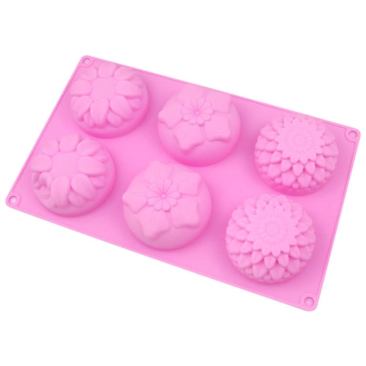 6 Grids 3 Groups Flower Shape Silicone Cake Mold Baking DIY Handmade Soap Model Sunflower Moon Cake Mold-Reluova