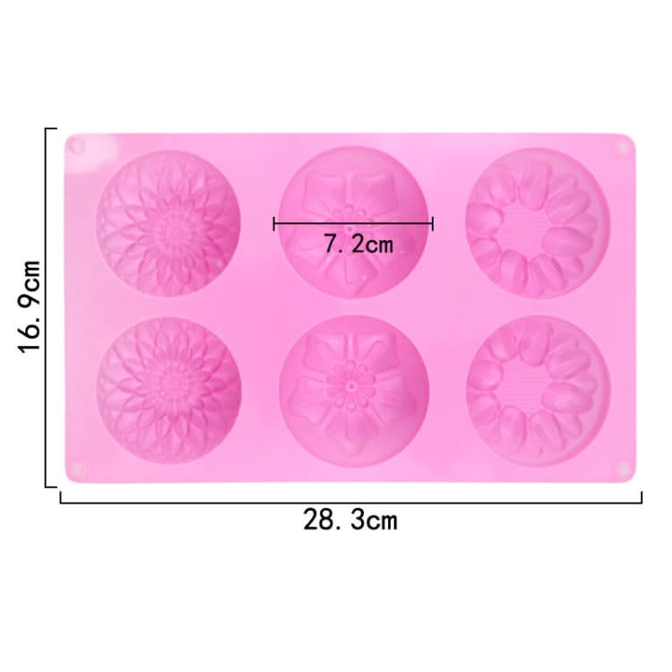 6 Grids 3 Groups Flower Shape Silicone Cake Mold Baking DIY Handmade Soap Model Sunflower Moon Cake Mold-Reluova