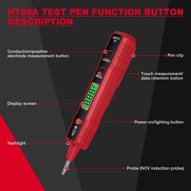 HABOTEST LCD Digital Display Sound Light Alarm High Sensitivity Test Pen Reluova