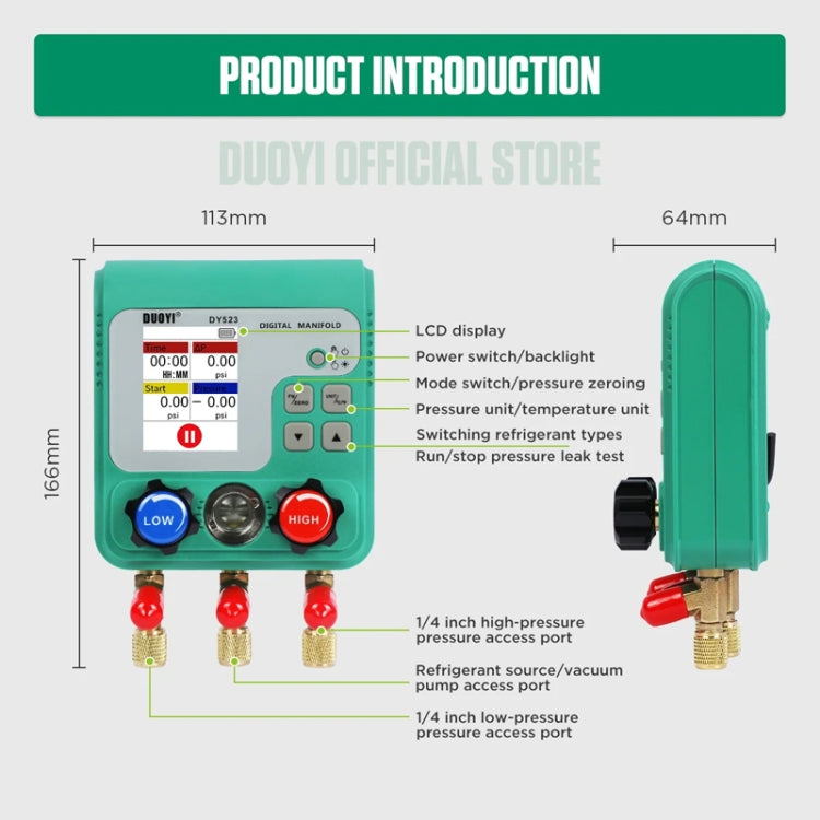 DUOYI DY523 Automotive Vacuum Pressure Gauge Liquid Charge Fluorine Repair Electronic Refrigerant Meter ÎҵÄÉ̵ê