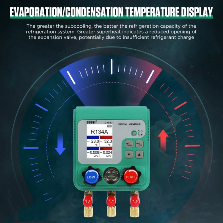 DUOYI DY523 Automotive Vacuum Pressure Gauge Liquid Charge Fluorine Repair Electronic Refrigerant Meter